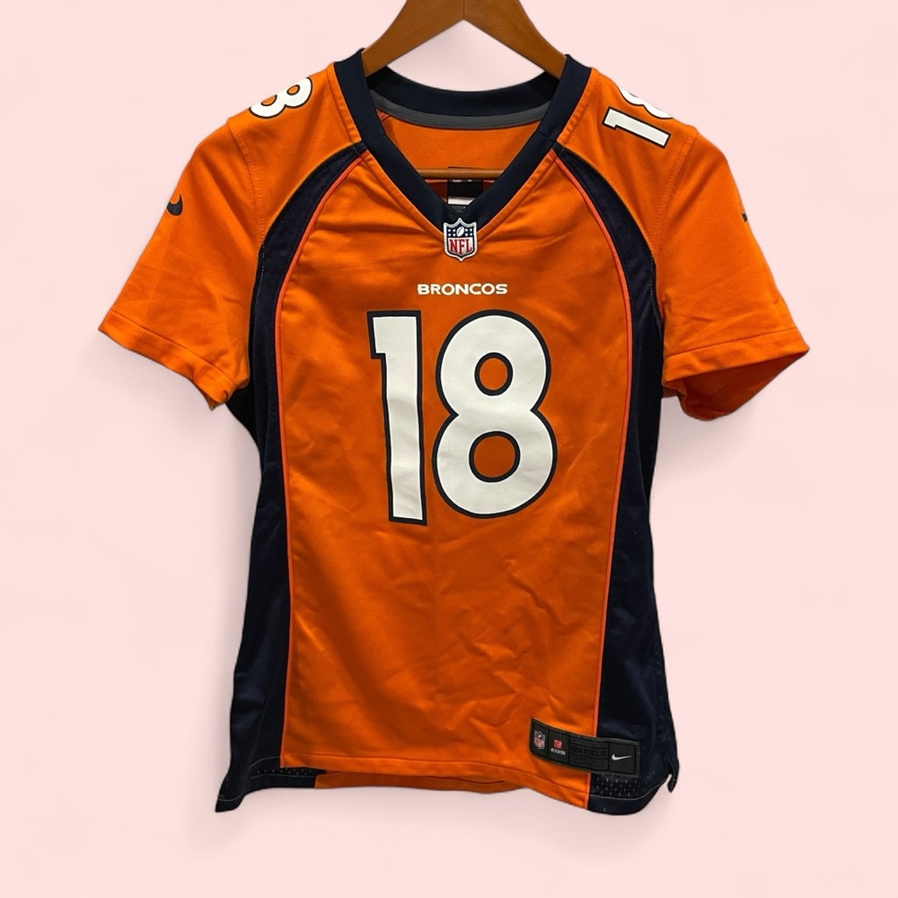 Nike womens denver broncos NFL Manning 18 jersey large short sleeve orange